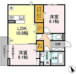 アヴニール 3階2LDKの間取り