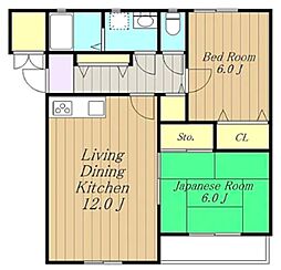 プレステージ 2階2LDKの間取り