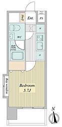 RESIDENCE門前仲町 1Kの間取図画像