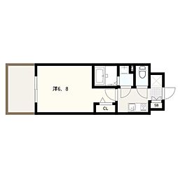近鉄けいはんな線 長田駅 徒歩3分の賃貸マンション 12階1Kの間取り
