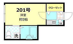 リバージュ千住大橋 2階1Kの間取り