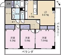 プリモアモーレ 3LDKの間取図画像
