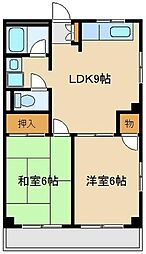 ヤマジビル 2LDKの間取図画像