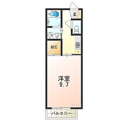 カーサコンフォール 1階1Kの間取り