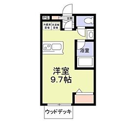 ボナチッタ1号棟 1階ワンルームの間取り