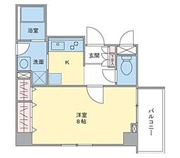 シャンチー・ボナール 2階1Kの間取り