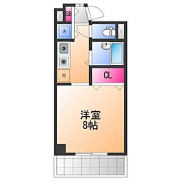 南海線 泉大津駅 徒歩10分の賃貸マンション 2階1Kの間取り