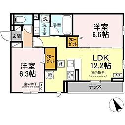 Centrale 2LDKの間取図画像