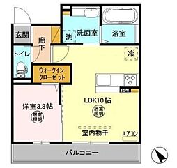 クレール白井 1LDKの間取図画像