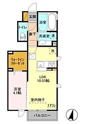 サニーベル旭 1階1LDKの間取り