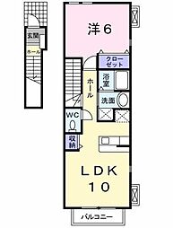 アヴニール I 2階1LDKの間取り