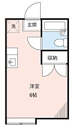 クレスト青戸 1階ワンルームの間取り