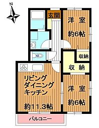 リヴェールコンフォート 2LDKの間取図画像