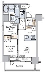 Alivis十条 4階2LDKの間取り