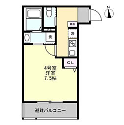 ベイルームリサータ相模原 1Kの間取図画像