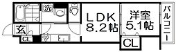クリエオーレ明和 2階1LDKの間取り
