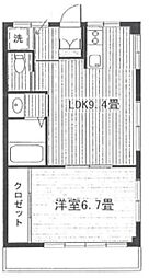 山一日東ビル 1LDKの間取図画像