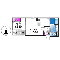 Fstyle東大阪本庄1号館 1LDKの間取図画像