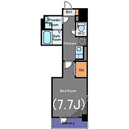 エアリー二子 3階1Kの間取り