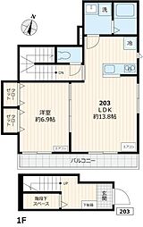 仮称コートハウスＮ 2階1LDKの間取り