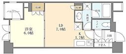 シティハウス東京新橋 8階1LDKの間取り