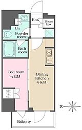 ウエリスアーバン錦糸町 6階1DKの間取り