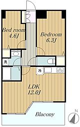 LANAIガーデンシンユリイースト 2LDKの間取図画像