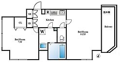 クレアール巣鴨 5階2Kの間取り