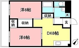 グローリー・ヒルズ1 2DKの間取図画像