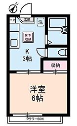 さくらパークA棟 1Kの間取図画像