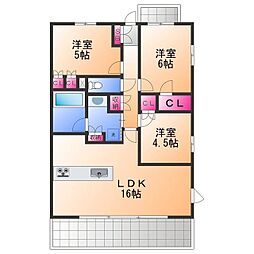 堺市西区鳳東町3丁マンション 3LDKの間取図画像