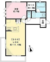 モーディッシュツゥ 1LDKの間取図画像