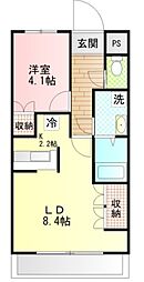 ヒールコート沢田 1LDKの間取図画像