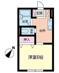 ドミール殿ヶ谷 1Kの間取図画像