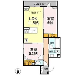 グランドゥール・ショコラ 2LDKの間取図画像