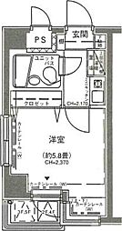 フェルテロアール祐天寺 2階1Kの間取り