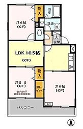 ヴァンベール東川口1 3LDKの間取図画像