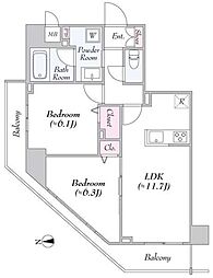 アーバンリンクときわ台 7階2LDKの間取り