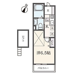 マリンルージュ横浜 1Kの間取図画像