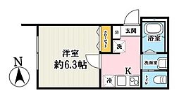 キャメル小手指プレミア 1Kの間取図画像