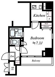 アフェクシオン日本橋人形町 10階1Kの間取り