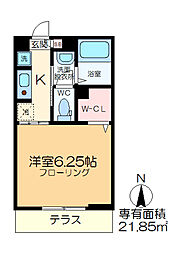 コンフォール高砂 1階1Kの間取り