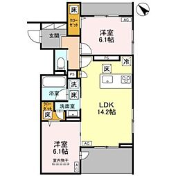 グリーンスクエア グラサ 東 2LDKの間取図画像