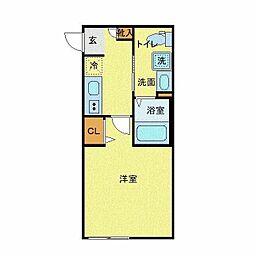アベニール大和 1Kの間取図画像