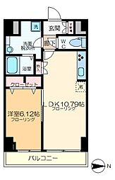 シャルム亀戸 6階1LDKの間取り