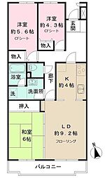 船橋夏見レジデンス 5階3LDKの間取り