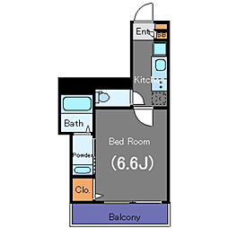 オアシス丘の上 1階1Kの間取り