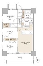 ライトテラス新宿御苑 18階3LDKの間取り