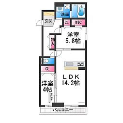 ディーレガシー中百舌鳥 2LDKの間取図画像