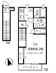マグノリア 2階1Kの間取り